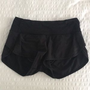Black Lululemon Run Times short short.
